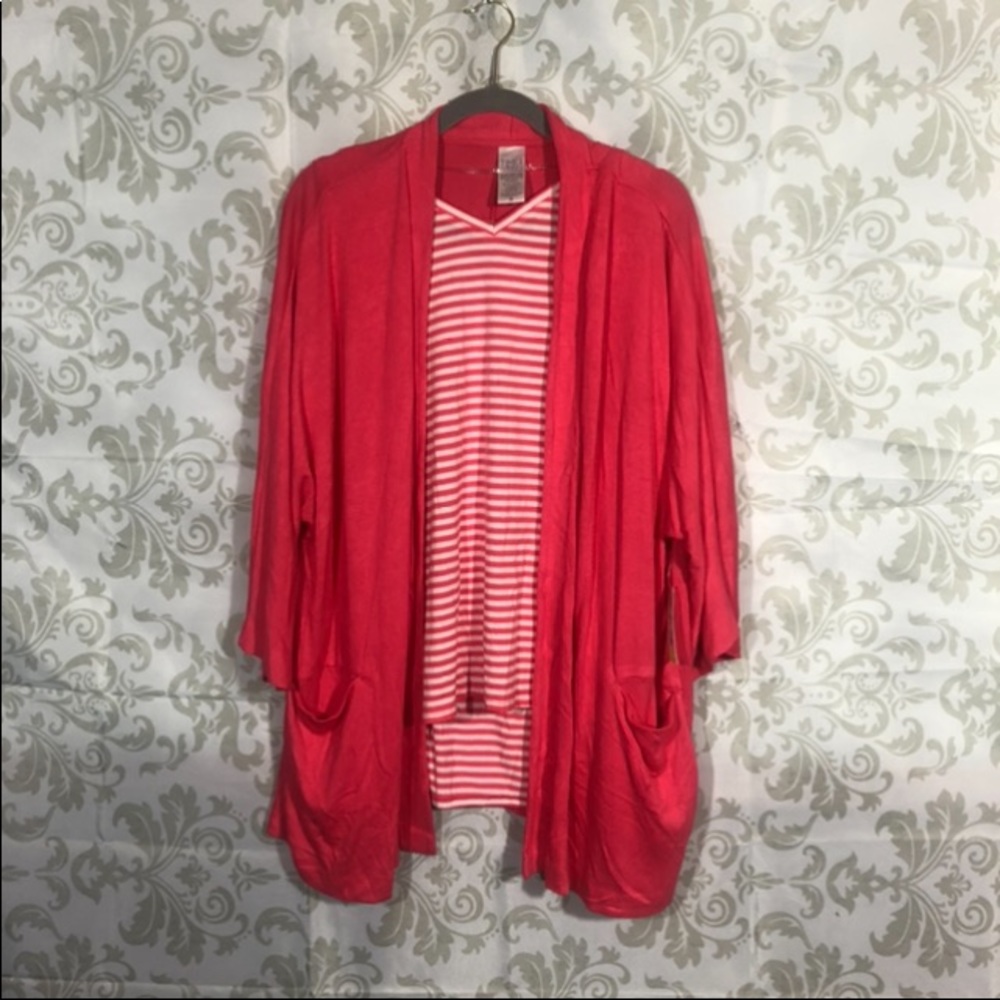 💚2/$19💚 NWT Time & Tru Coral Top & Cardigan Set